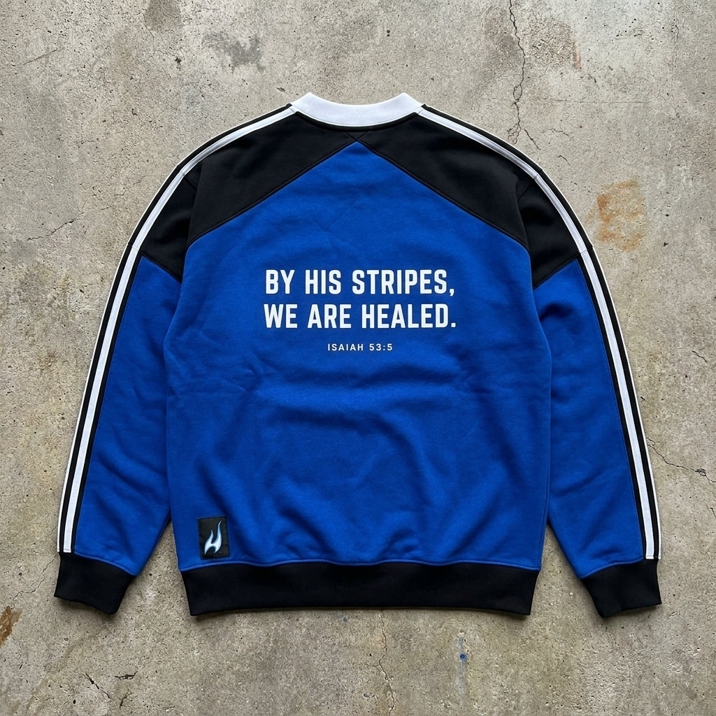 Healed By Stripes - Premium Royal Blue Crewneck