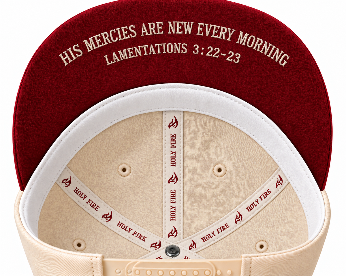 His Mercy - Premium Cream Red Snapback Hat