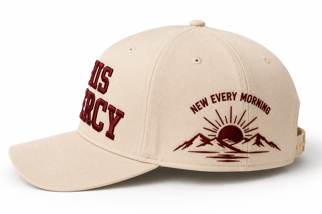 His Mercy - Premium Cream Red Snapback Hat