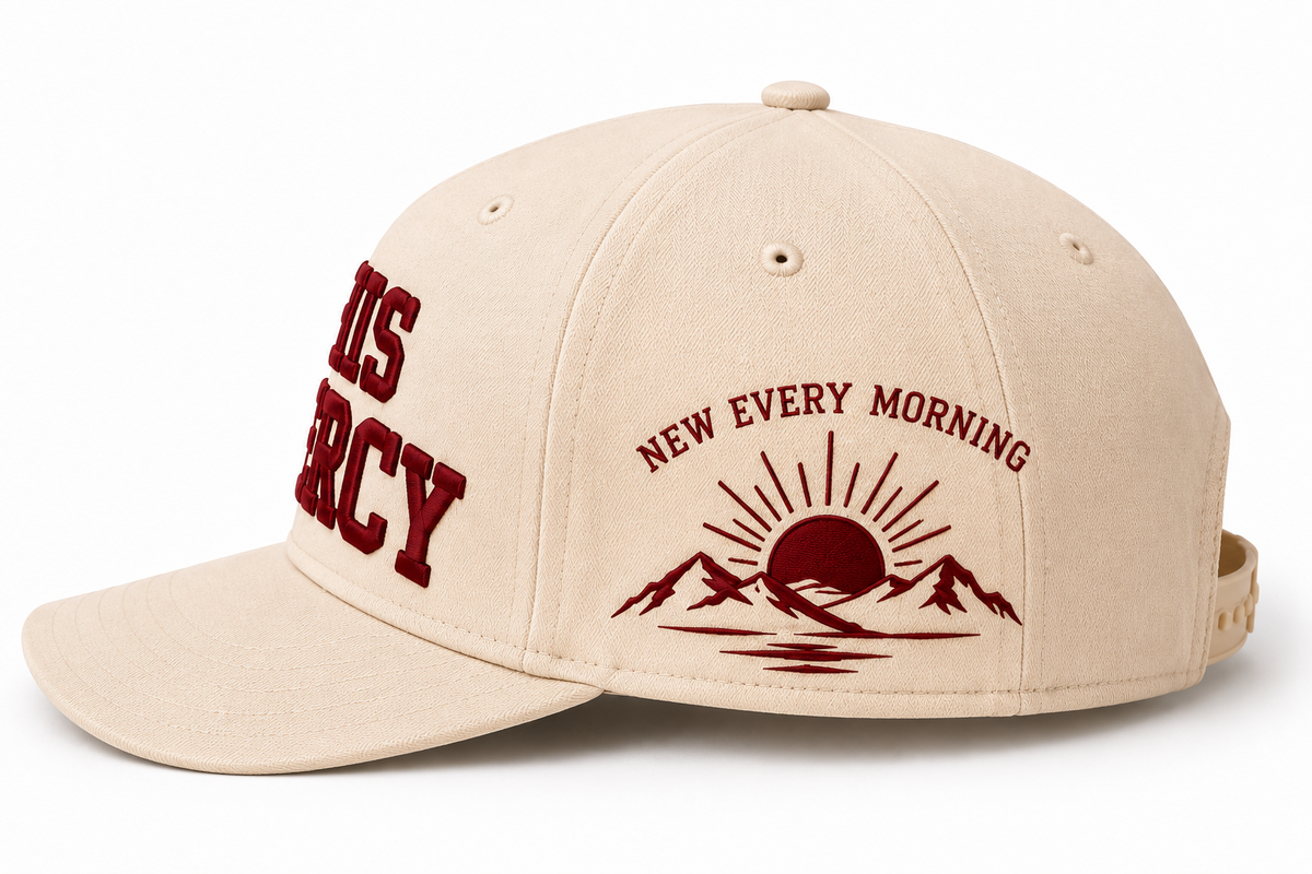 His Mercy - Premium Cream Red Snapback Hat