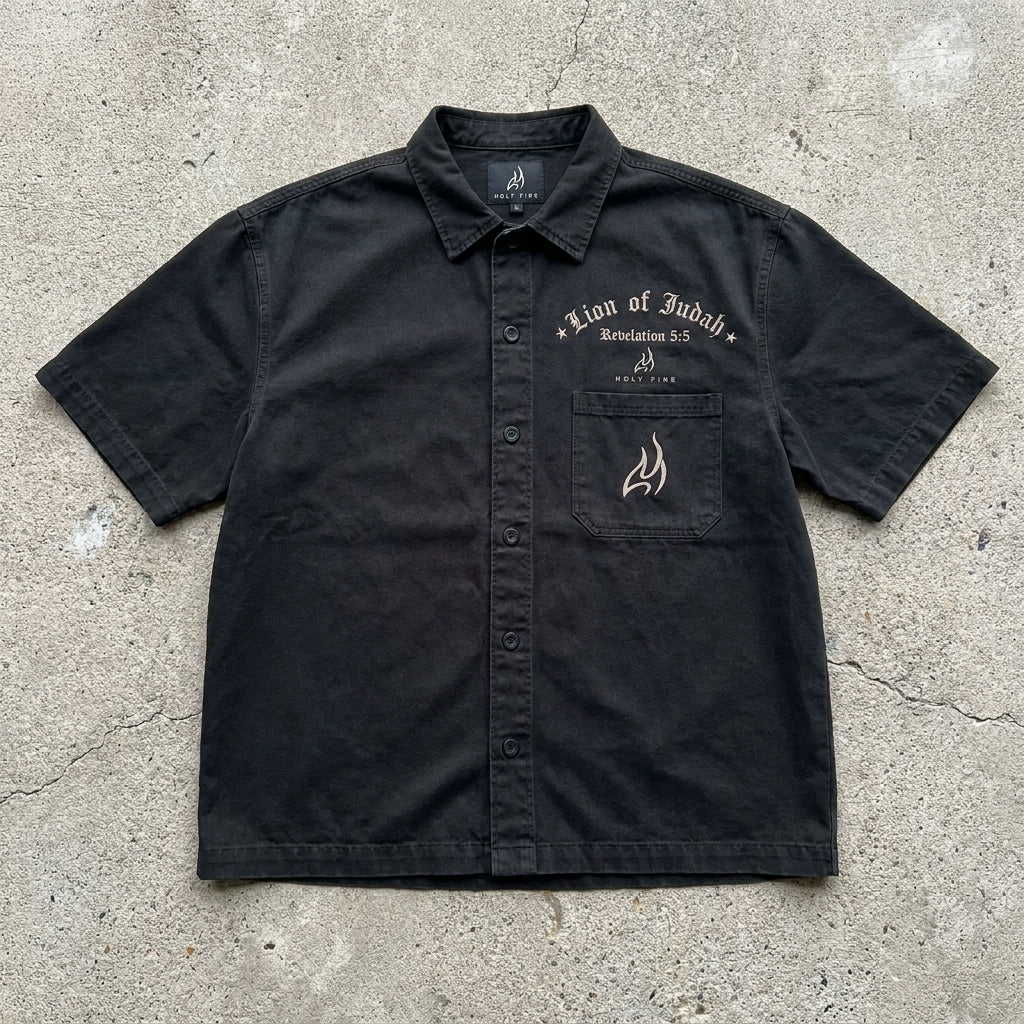 Judah Triumph - Premium Washed Black Work Shirt