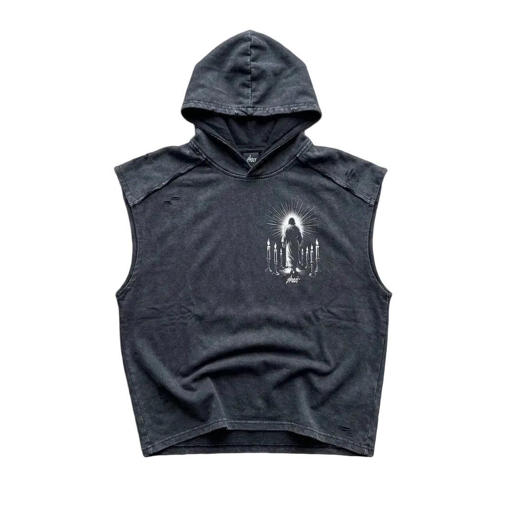 Among The Candlesticks - Snow Washed Hooded Tank
