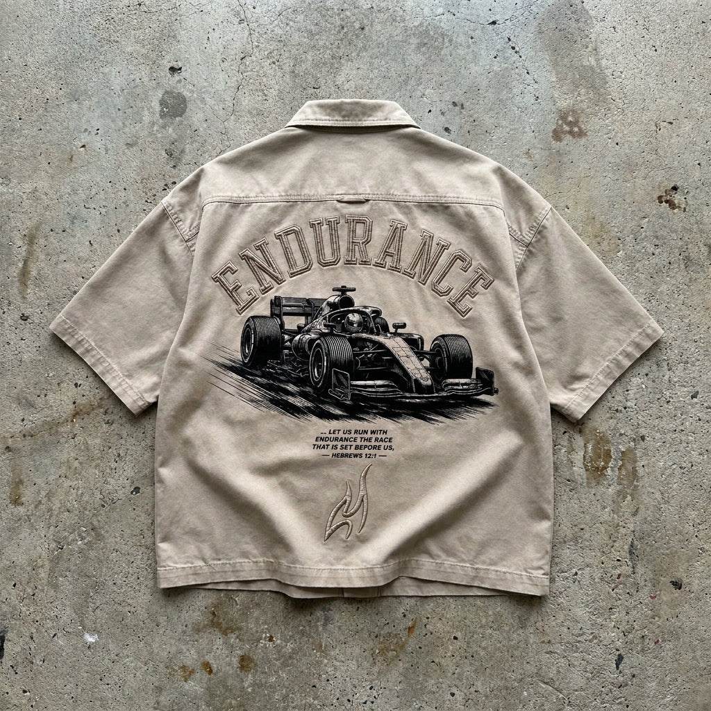 Endurance Run - Premium Sand Button-Up Shirt