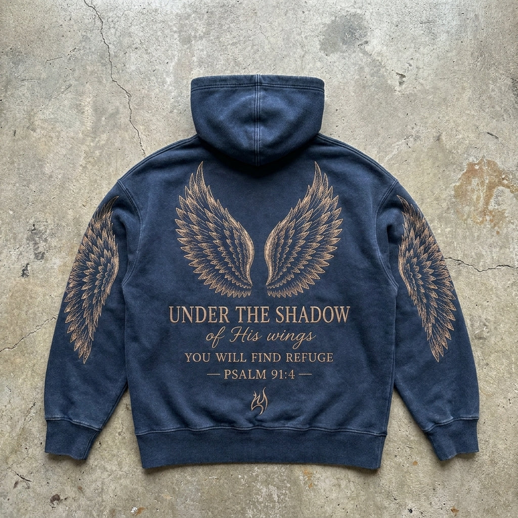 Refuge Wings - Washed Navy Heavyweight Hoodie