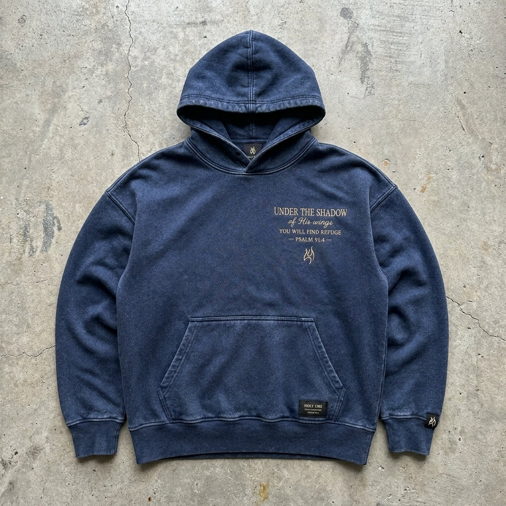 Refuge Wings - Washed Navy Heavyweight Hoodie