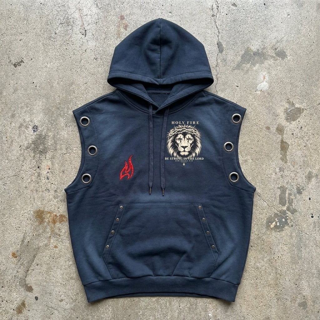 Be Strong in the Lord - Vintage Wash Sleeveless Hoodie