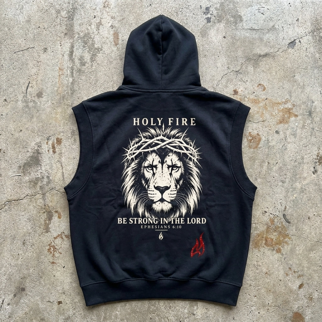 Be Strong in the Lord - Vintage Wash Sleeveless Hoodie