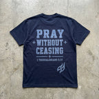 Pray Without Ceasing - Premium Navy Tonal T-Shirt Heavyweight Cotton T-Shirt