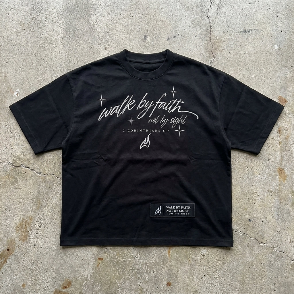 Faith Walk - Heavy Boxy Oversized T-Shirt
