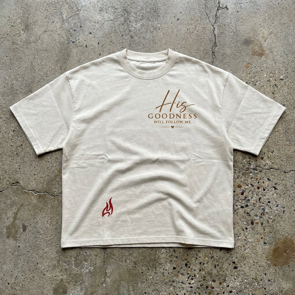 His Goodness Will Follow Me - Heavyweight Boxy Oversized T-Shirt