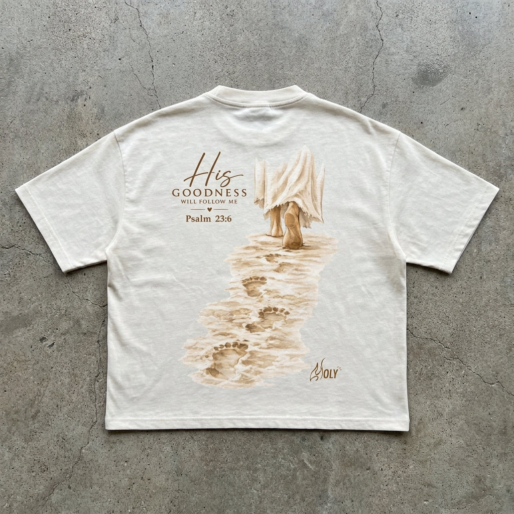 His Goodness Will Follow Me - Heavyweight Boxy Oversized T-Shirt
