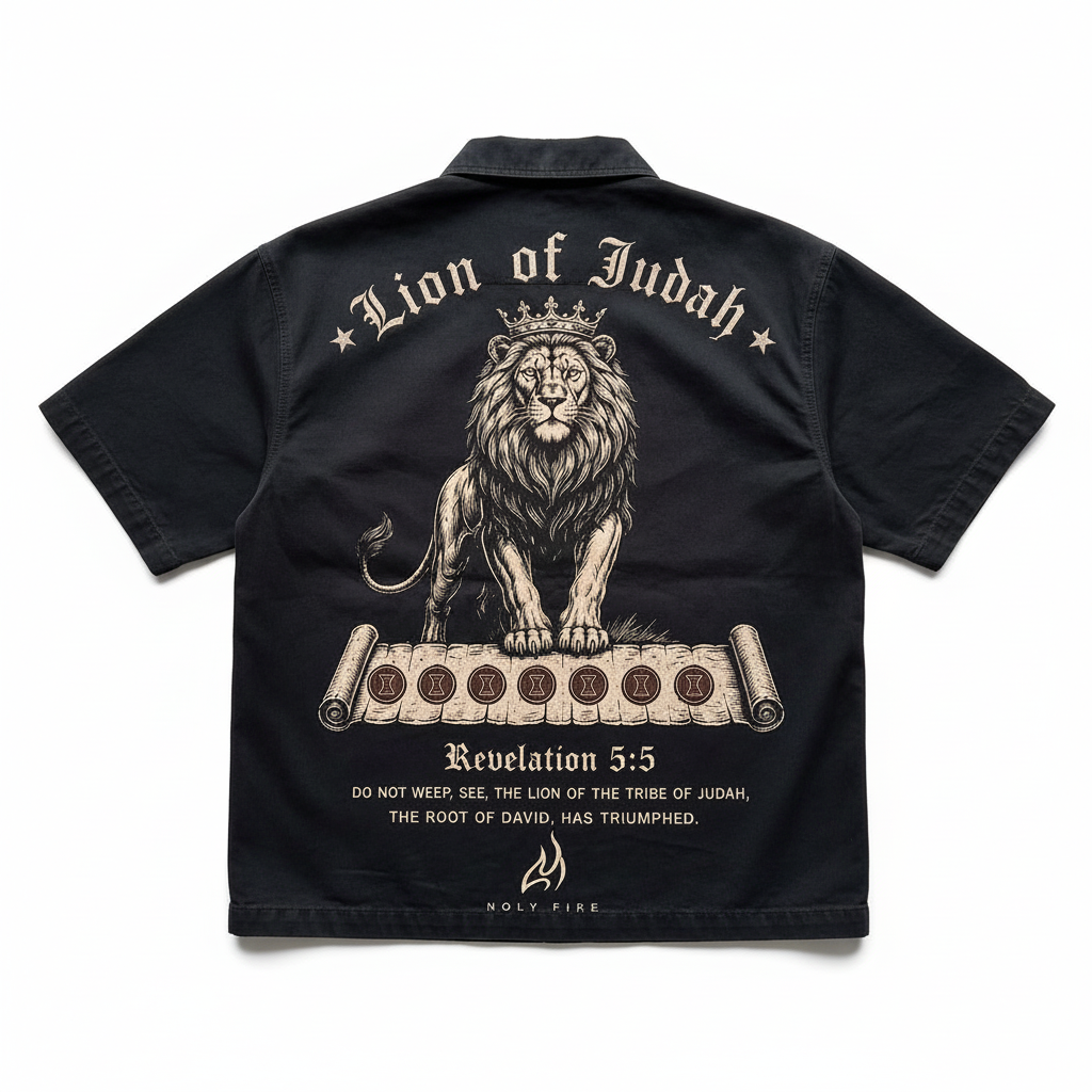 Back of Judah Triumph premium washed black work shirt on a clean white background