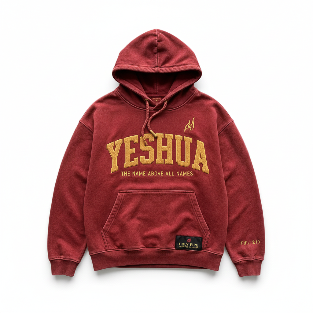 Yeshua washed heavyweight hoodie on a clean white background
